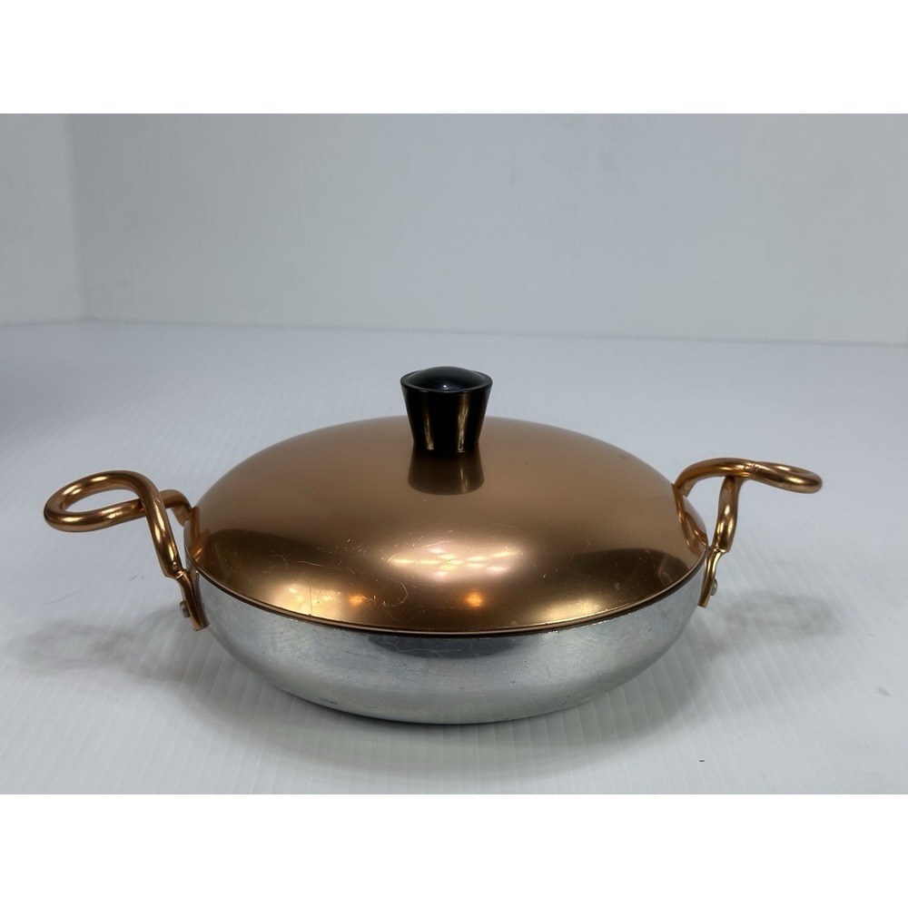 Vintage Wear-Ever 7"‎ Hallite Aluminum Pan w Twisted Handle Copper Lid No 2107